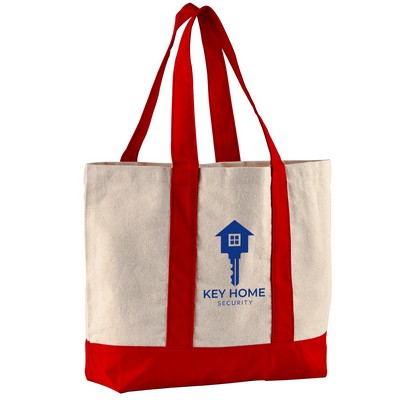 10 Oz. Newport Cotton Canvas Striped Tote Bag
